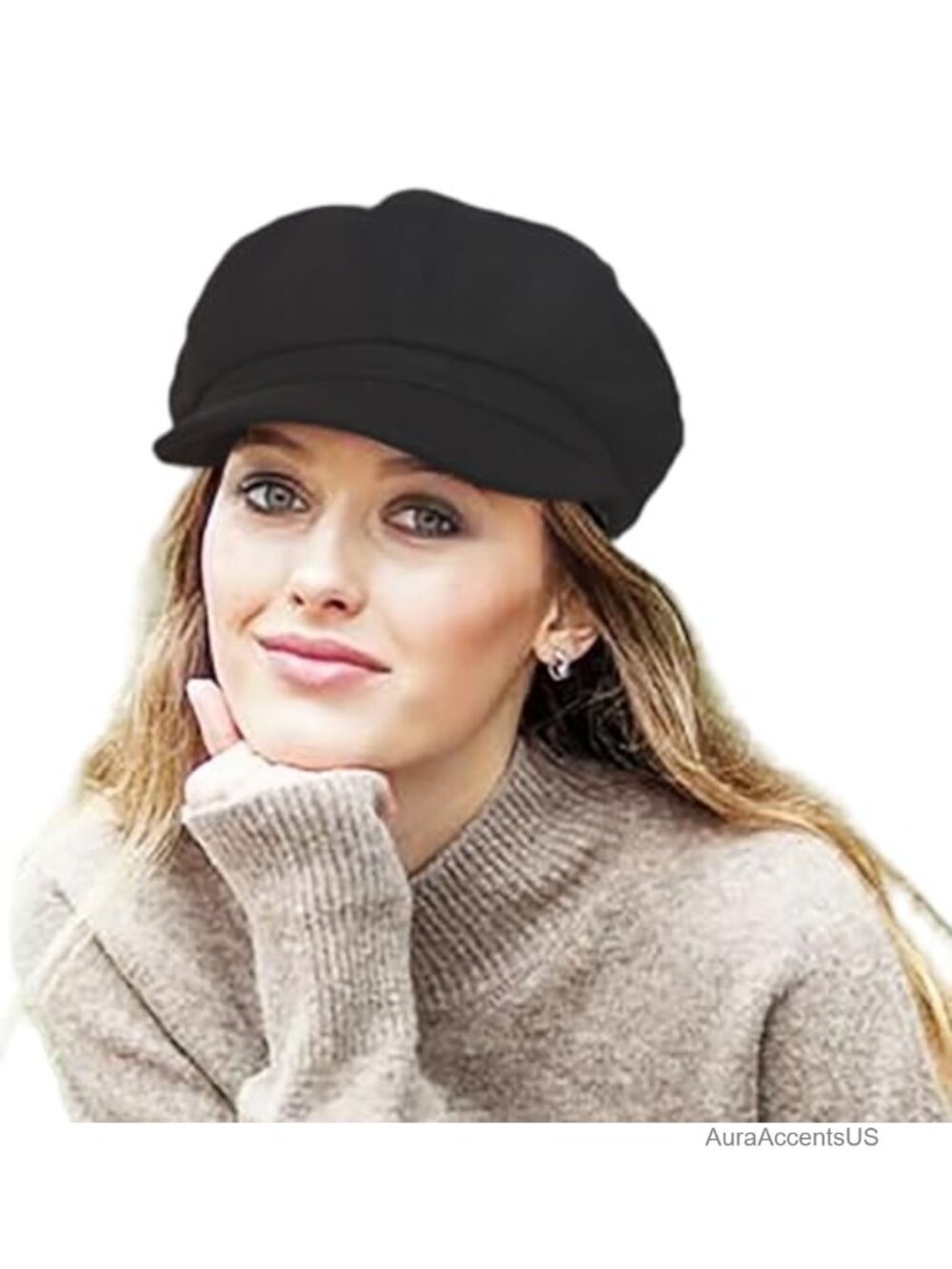 Women's Newsboy Cap 8-Panel Baker Boy Hat Winter Fall Peaked Beret